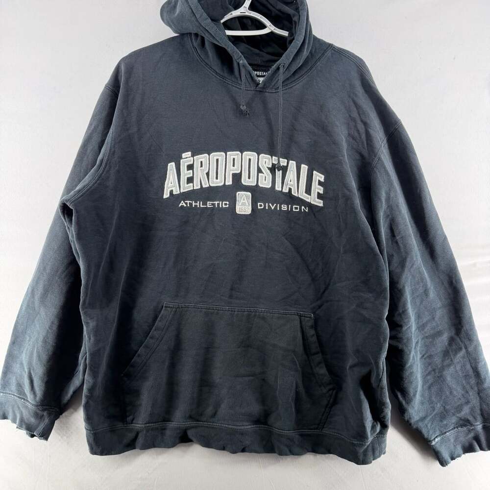 1618 Aeropostale Athletic Division Hoodie Size L Black Y2K Sweatshirt